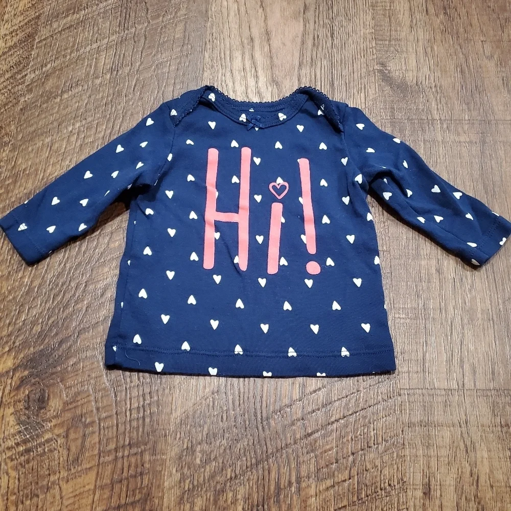 Carters Baby Girl Matching Set Leggings Tee Shirt Bodysuit Hearts Pink Blue 3M